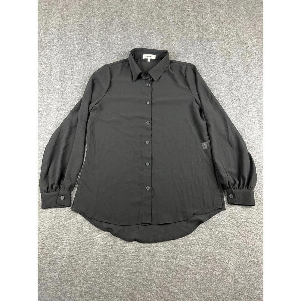 French Kiss Black Long Sleeve Button-Up Blouse Size‎ Small